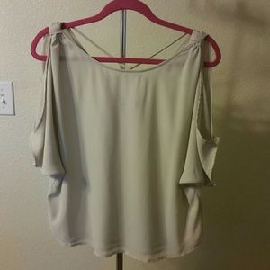 Beige cold shoulder naked zebra blouse